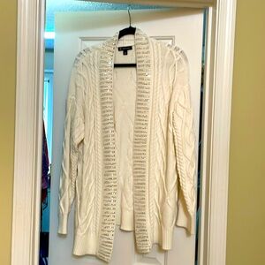 INC cable sweater cardigan with rhinestone detail